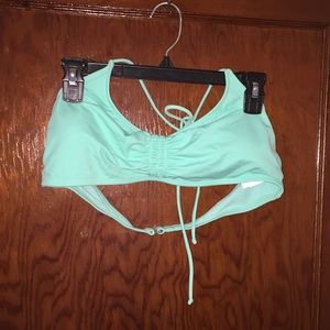 Teal halter bikini swim top